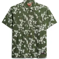 Superdry for man. M4010793A Green short sleeve beach shirt (XXL), Casual, Cotton