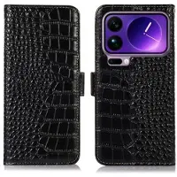 Mtp Products Xiaomi 17 Pro Crocodile Series Lommebok-deksel i Lær med RFID - Svart
