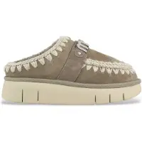 Mou for woman. MU.FW531001A Greenish brown Bounce leather clogs (37), 3 to 5 cm, None, Casual