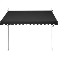 Vevor 138 x 47" terrassemarkise uttrekkbar, markise solskjerm med manuell sveiv, utendørs terrassetak, justerbar høyde fra 86 til 122 tommer, for terrasse/balkong/hage, svart
