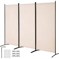 Vevor romdeler, 3 paneler romdeler, sammenleggbar skjerm og bærbar skillevegg for romseparasjon, frittstående romskillevegger for kontor, soverom, arbeidsrom, beige