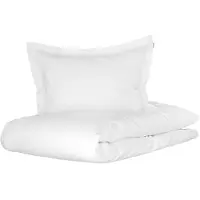 Turiform Junior sengetøy 100x140 cm - 100% økologisk bomullssatin - Hvite jacquardvevde striper