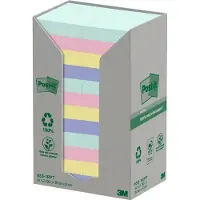3M Post-it 653-1RPT - Noter - 38 x 51 mm - 2400 ark (24 x 100) - blå, grønn, lysegrønn, grå