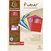 Exacompta Forever - Firkantskåret mappe - for A4 (210 x 297 mm) - kapasitet: 80 ark - assorterte farger (en pakke 100)