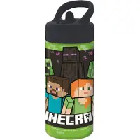 Minecraft drikkeflaske - Vannflaske med flipfunksjon og sugerør