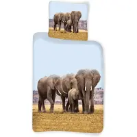 MCU Elefant sengetøy - 100% bomull - Barnesengetøy 140x200 cm - Elefantfamilie