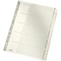 Leitz - Inndeler - 20 deler - fortrykt: 1-20 - for A4 (210 x 297 mm) - med fliker - grå
