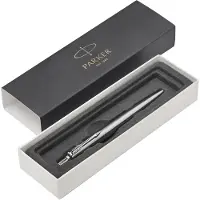 Parker Jotter kulepenn, Rustfritt stål med kromdetaljer, Medium spiss, Blått blekk, Gaveeske