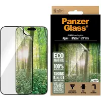 PanzerGlass iPhone 16 Pro Max Eco Matrix Ultra-Wide Fit skjermbeskytter - svart kant