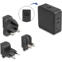 DeLOCK - Strømadapter - AC 100-240 V - 65 watt - utgangskontakter: 2 - svart