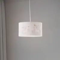 Duolla Mila hengelampe, Ø 35 cm, hvit, stoff, enhjørninger, E27