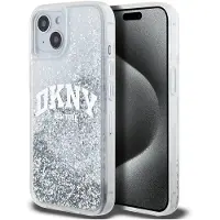 DKNY iPhone 15 Liquid Glitter Arch Logo Deksel - gjennomsiktig