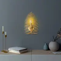 Opviq Vegglampe LEAF, gullfarget, høyde 30 cm, metall, E14