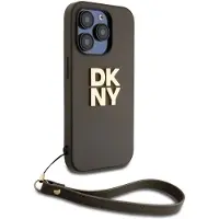 DKNY Pu Leather Stack Logo Wrist Strap Iphone 14 Pro Telefondeksel