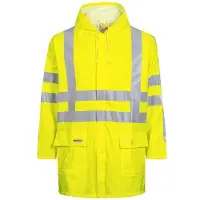 Lyngsøe Rainwear Lyngsøe regnjakke 2XL - Hi-vis gul, vind & vandtæt, fast hætte m/snøre, LR55
