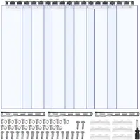 Vevor Klar PVC-gardin, 2,1 m høyde x 0,96 m bredde x 2 mm tykkelse, 6 stk. gardinstrimler for kjøleskap og fryser, varmeisolerende plastdørstrimler for lager, fryser, garasjeporter