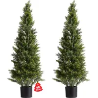 Vevor kunstige sedertre topiary, 2 sett 1219 mm furubusker, kunstige silketre ser ekte ut, enkel montering for dekor veranda utendørs terrasse hage balkong bakgård innendørs kontor