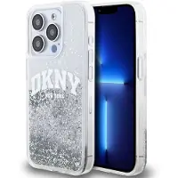 DKNY Liquid Glitter Big Logo-etui til iPhone 15 Pro - hvit