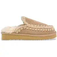 Mou for woman. MU.FW101125A Eskimo slipper suede (36), Leather, Brown, Flat, None, Casual