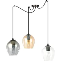 Emibig Pendellampe Starla, glass grafit/amber/klar, 3 lyskilder, desentral