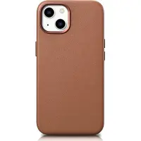 ICarer Deksel Skinndeksel naturlig skinnveske til iPhone 14 Plus brun (kompatibel med MagSafe)