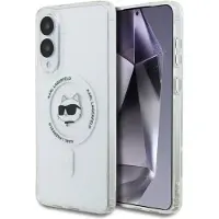Karl Lagerfeld Button Choupette Head MagSafe-etui med trykt logo for Samsung Galaxy S25 Edge - Hvit