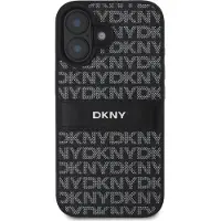 DKNY Pu Leather Repeat Pattern Tonal Stripe Iphone 16 Plus Telefondeksel