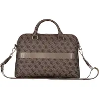 GUESS 4G Laptop-veske med glidelåslomme og trekantlogo 15" - brun