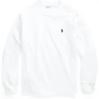 Ralph Lauren for boy. 323843804004 White cotton jersey knit t-shirt ((L) 10/12años= 150/161cm), Casual, Long sleeve, children's fashion