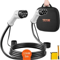 Vevor Type 2 til Type 2 ladekabel for elbil, 16 Amp, 11 kW 5 meter trefase ladekabel for elbil, IP66 vanntett med bæreveske, for IEC62196 elbiler og plug-in hybrid-elbiler, CE og TUV