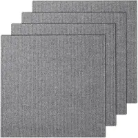 Vevor Teppefliser Skrell og Lim, 24” x 24” Firkantede Selvklebende Teppegulvfliser, Myke Polstrede Teppefliser, Enkel Montering Gjør-det-selv For Soverom Stue Innendørs Utendørs (9 Fliser, Lysegrå)