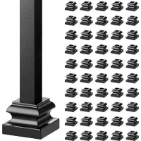 Vevor aluminiumslegering balustersko trappeflat sko med skruehull for 1/2 tommers firkantet rullekurv vriknoke trappebalustre metall spindelrekkverk, satengsvart (50 stk)