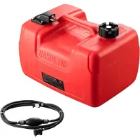Vevor båtbensintank, 3,17 gallon/12 l marin påhengsmotor overføringstank, overføringstank med 9,8 fot slange, måler for påhengsmotor, yacht, fiskebåt, dekk, rød