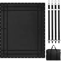 Vevor lastenett, 120 x 105 tommer, kraftig lastenett for lasteplan, 4 justerbare stropper med karabinere og gummibelagte kroker, slitesterkt, egnet for pickup, jeep, lastebil, SUV, båt (svart)