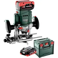 Metabo OFV 18 LTX BL 12 overfræser, 2 x 5,5 Ah LiHD-batterier, METABOX