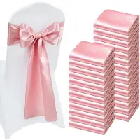 Vevor Sateng stolskjærer sløyfer, 100 stk. stolbånd med bånd, 7 x 108 tommer, rosegull bryllupsmottakelse dekorasjon, for bryllupsseremoni babyshower fest arrangementer bankett stoltrekk dekorasjon