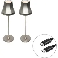 QAZQA Sett med 2 retro bordlamper gunmetal oppladbar IP44 - Granny