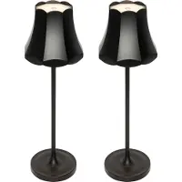 QAZQA Sett med 2 retro bordlamper svart oppladbar IP44 - Granny