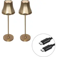 QAZQA Sett med 2 Retro bordlamper roségull oppladbar IP44 - Granny