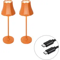 QAZQA Sett med 2 retro bordlamper oransje oppladbar IP44 - Granny