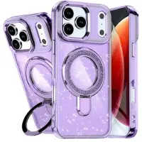 Mtp Products iPhone 17 Pro Glitter Hybrid-deksel med kickstand - MagSafe-kompatibel - Lilla