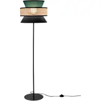 LUCE Design Gulvlampe Gazebo, grønn/svart/natur, 147 cm, stoff/rotting