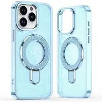 Mtp Products iPhone 16 Pro Max Glitter Hybrid-deksel med kickstand - MagSafe-kompatibel - Blå