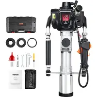 Vevor 37,77cc bensindrevet T-stolpedriver, 4-taktsmotor bensindrevet gjerdepælemaskin, med 3-stolpe drivhode (45/55/88 mm), 1000W bærbar pæledriver for gårdsbruk, ranchgjerder, veiforbedringer