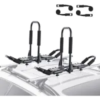 Vevor Kajakktakstativ 1 par J-Bar, Mykt takstativ, Toppmontert feste, Stativ for kajakk, Surfebrett, Kano, SUP, Skibrett, Montering på bil, SUV, Lastebil, 2 kajakker