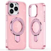 Mtp Products iPhone 16 Pro Max Glitter Hybrid-deksel med kickstand - MagSafe-kompatibel - Rosa