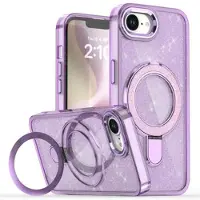 Mtp Products iPhone 16e/17e Glitter Hybrid-deksel med kickstand - MagSafe-kompatibel - Lilla