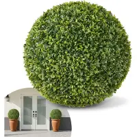 Vevor kunstig topiary-ball, 584 mm imitert buksbomplanteballer, kunstig silketre ser ekte ut, enkel montering for dekorasjon veranda utendørs terrasse hage balkong bakgård og innendørs hjem bryllup, g
