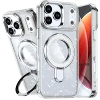 Mtp Products iPhone 17 Pro Max Glitter Hybrid-deksel med kickstand - MagSafe-kompatibel - Gjennomsiktig