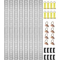 Vevor E-spor festeskinnesett, 34 deler 152,4 cm E-sporsett inkluderer 8 stålskinner og 2 enkeltspor og 8 O-ringer og 8 festepunkter med D-ring og 8 endehetter, sikringstilbehør for last, motorsykler o